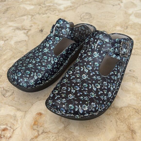 Alegria Classic Work Floral Print Leather Clogs - Picture 3 of 13
